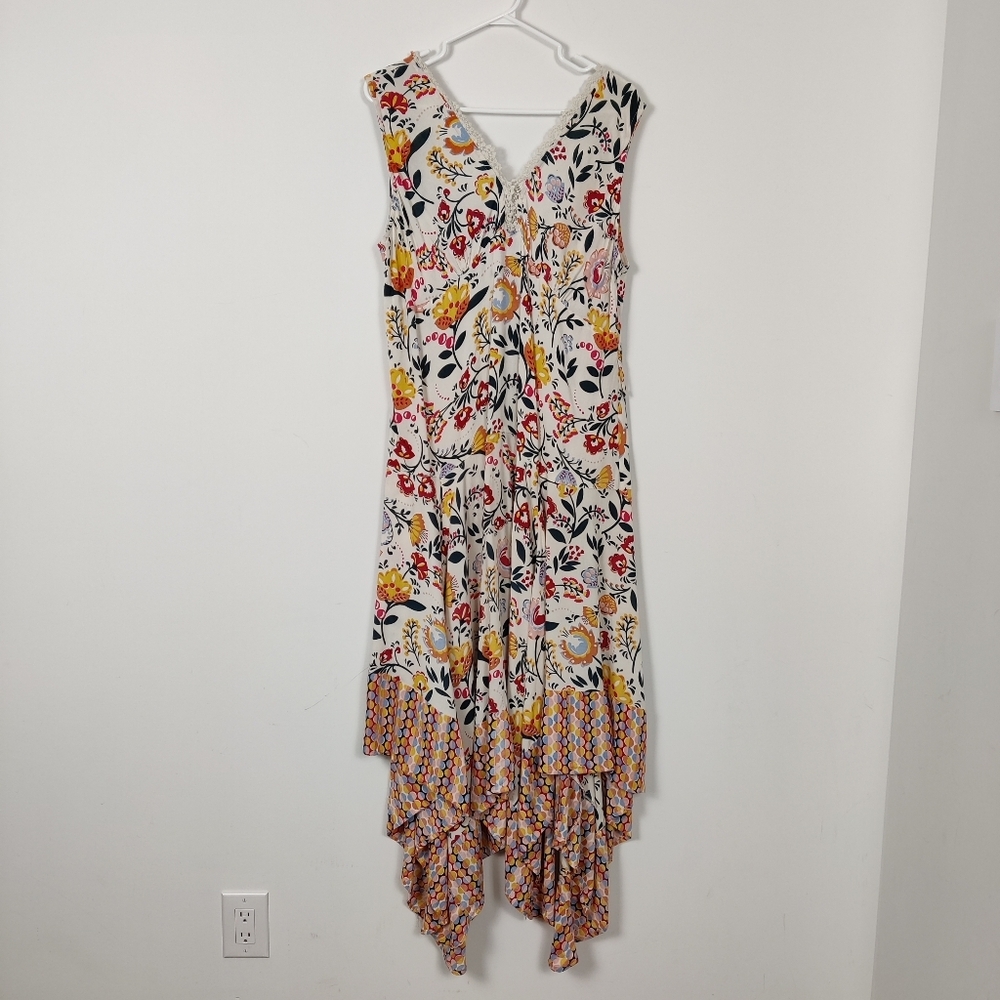 Sky And Sand Women's Maxi Dress Size Large Floral Bohemian Fairy Asymmetric Hem